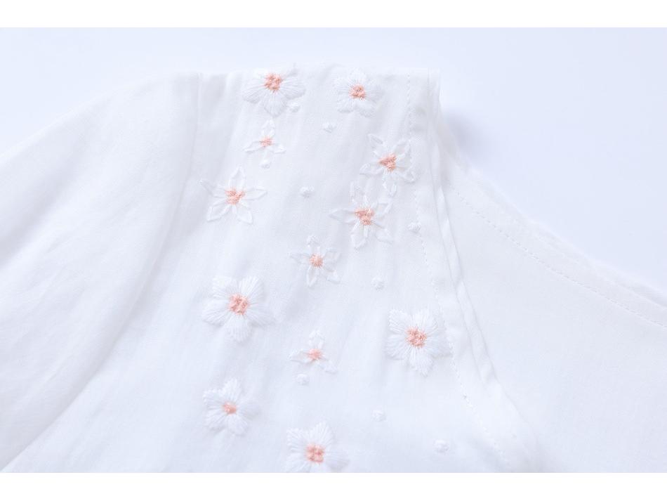 2024 Embroidered Ramie V-Neck Women's Mid-Sleeve Long Dress