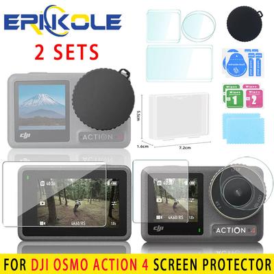 Protector de ecran pentru DJI Osmo Action 4, folie frontală și spate, capac lentilă, folie din sticlă securizată HD pentru accesorii DJI Action 4