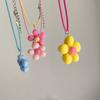 Sweet Colorful Flower Necklace Statement Pendant Necklace Floral Design Neck Jewelry Rope Necklace Perfect Gift for Women Girl