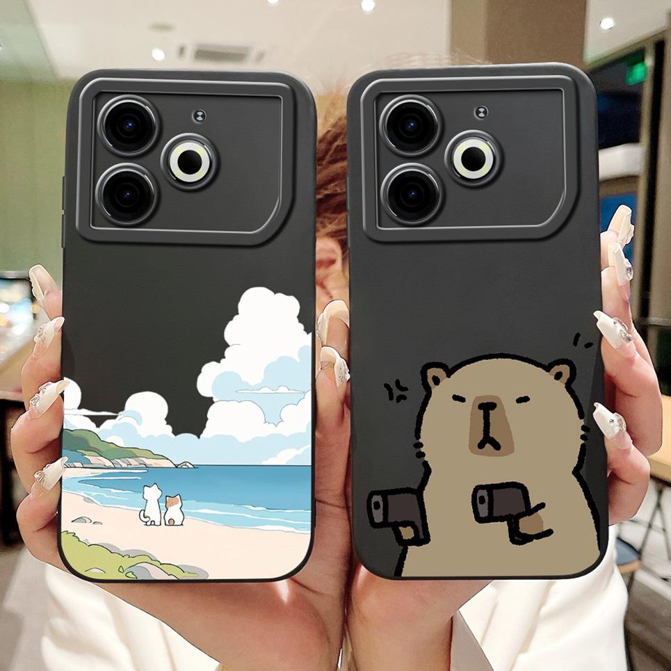 Cartoon Fashion Back Cover For Tecno Pova 6 Neo Pova6 Neo Phone Case Silicone Soft TPU Dragon Astronaut Black Cat Funda Bumper