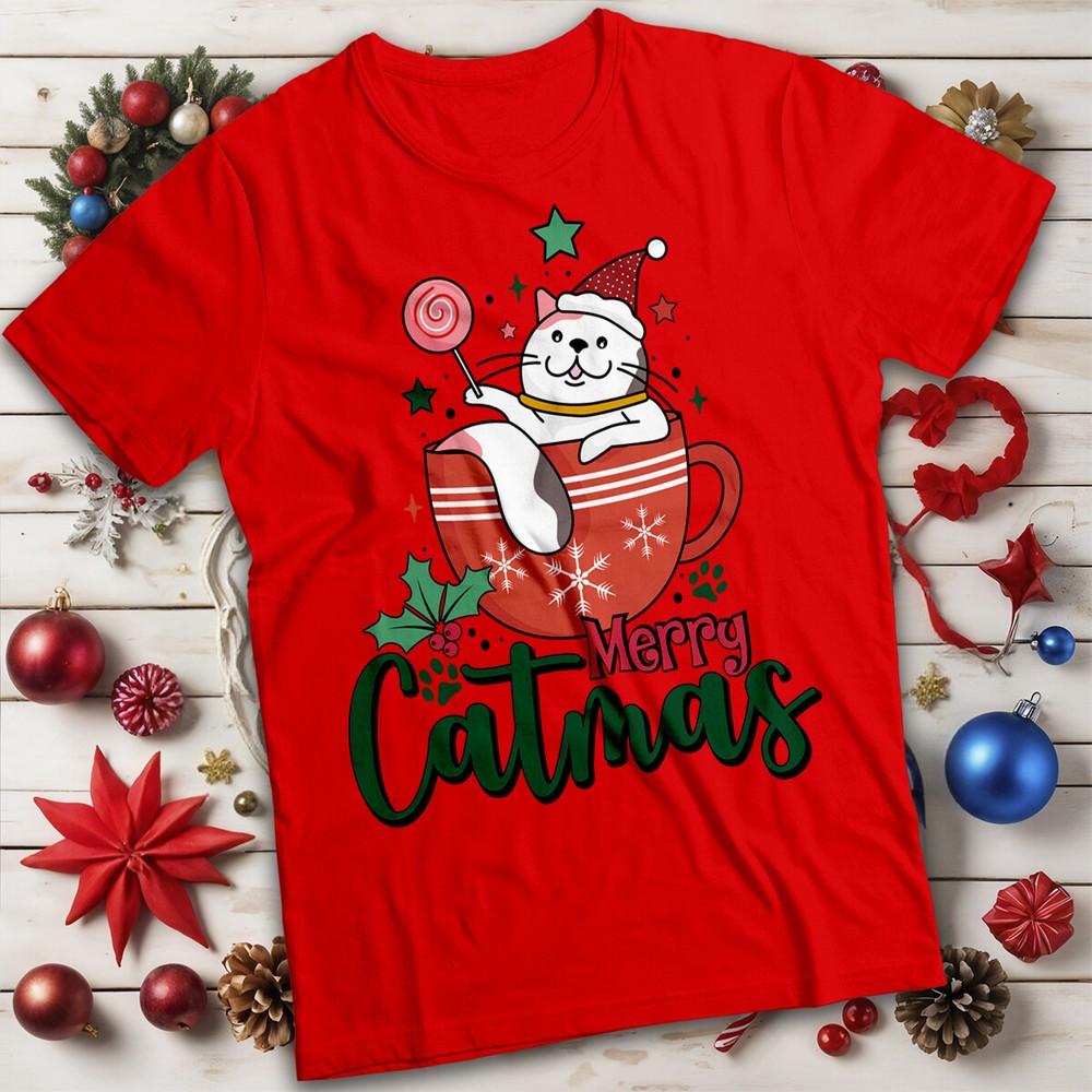 Funny Unisexs and Unisexs Catmas Christmas TShirt Tee MC S