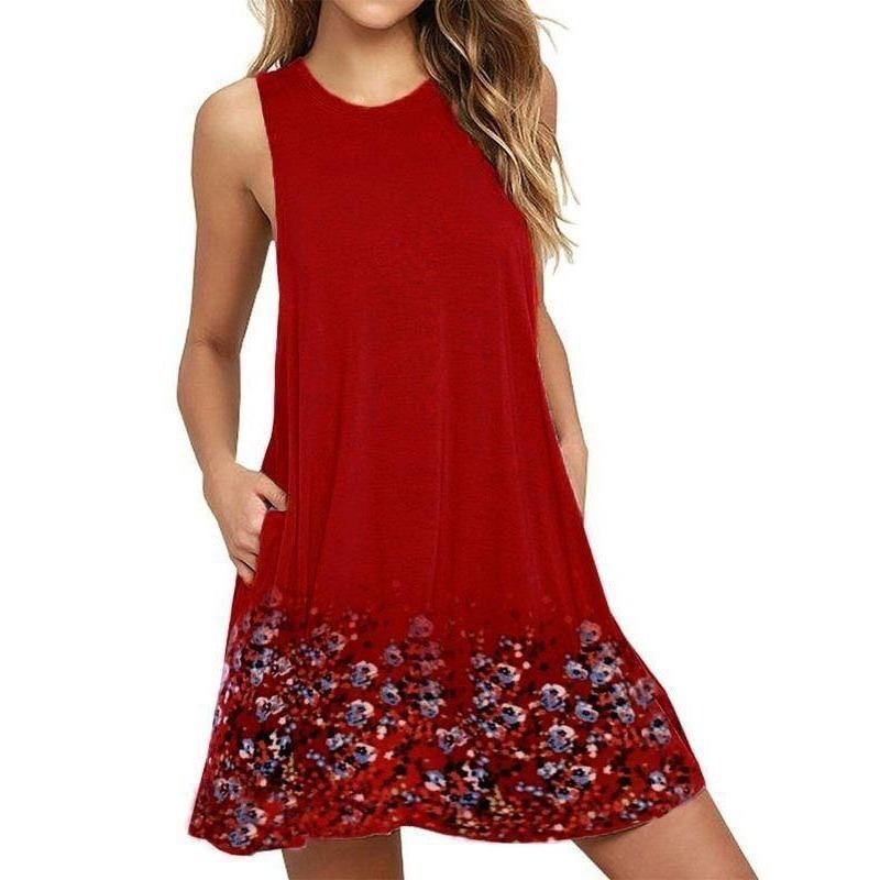QICED Abiti Casual Senza Maniche con Scollo a V per Estate e Primavera