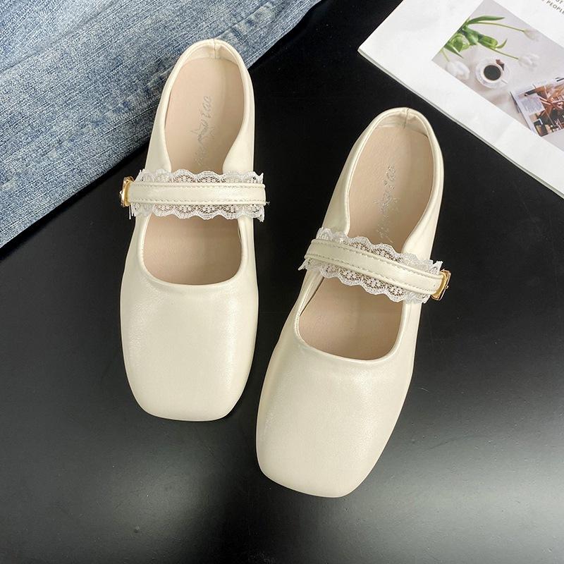 2025 Baotou Lace Slippers Summer Women's Outer Wear Single Shoes New French Flat Bottom Gentle Outer Wear Mary Jane Shoes