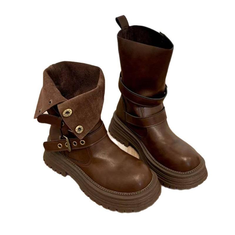 Martin boots women's new autumn retro women's shoes Maillard brown boots thick-soled black short boots