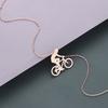 Kinitial Fashion Charm Bicycle Bike Rider Pendant Necklace for Mens Women Stainless Steel Chian Necklaces Jewelry Collares