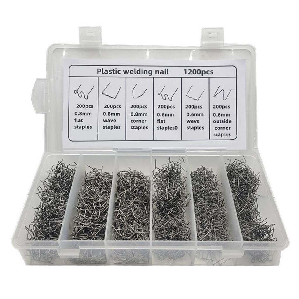 1200PCS Car Bumpers Plastic Repair Welding Nails Wit Box Adequate Hot Staples Welding Wire Repair Nails for Auto