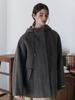 Fabricseoul Hood Zip-Up Handmade Half Coat_Brown Herringbone