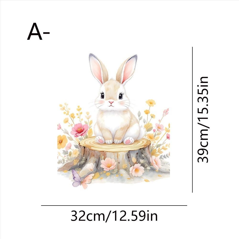 Self-Adhesive Flower Rabbit Sticker Easter Festival Party Sticker New Wall Decal  Glass Decoration