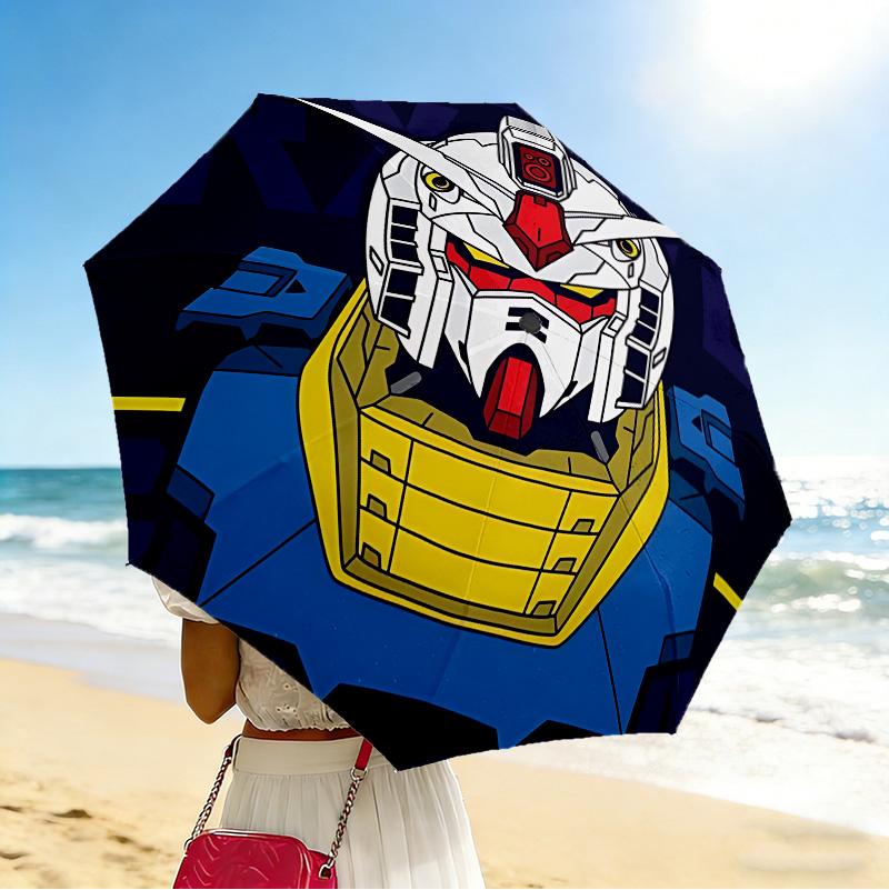 Gundam Armor 8 Ribs 3Fold Black Glue Uv Protection Umbrella Sun Protection Rainproof Compact Folding Umbrella For Travel Daily Use C924162