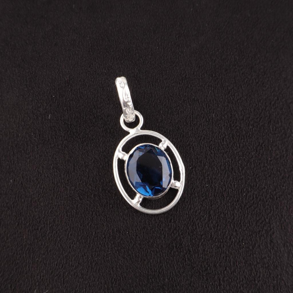 Natural London Blue Topaz Gemstone 925 Sterling Silver Jewelry Handmade Pendant PP-6-7