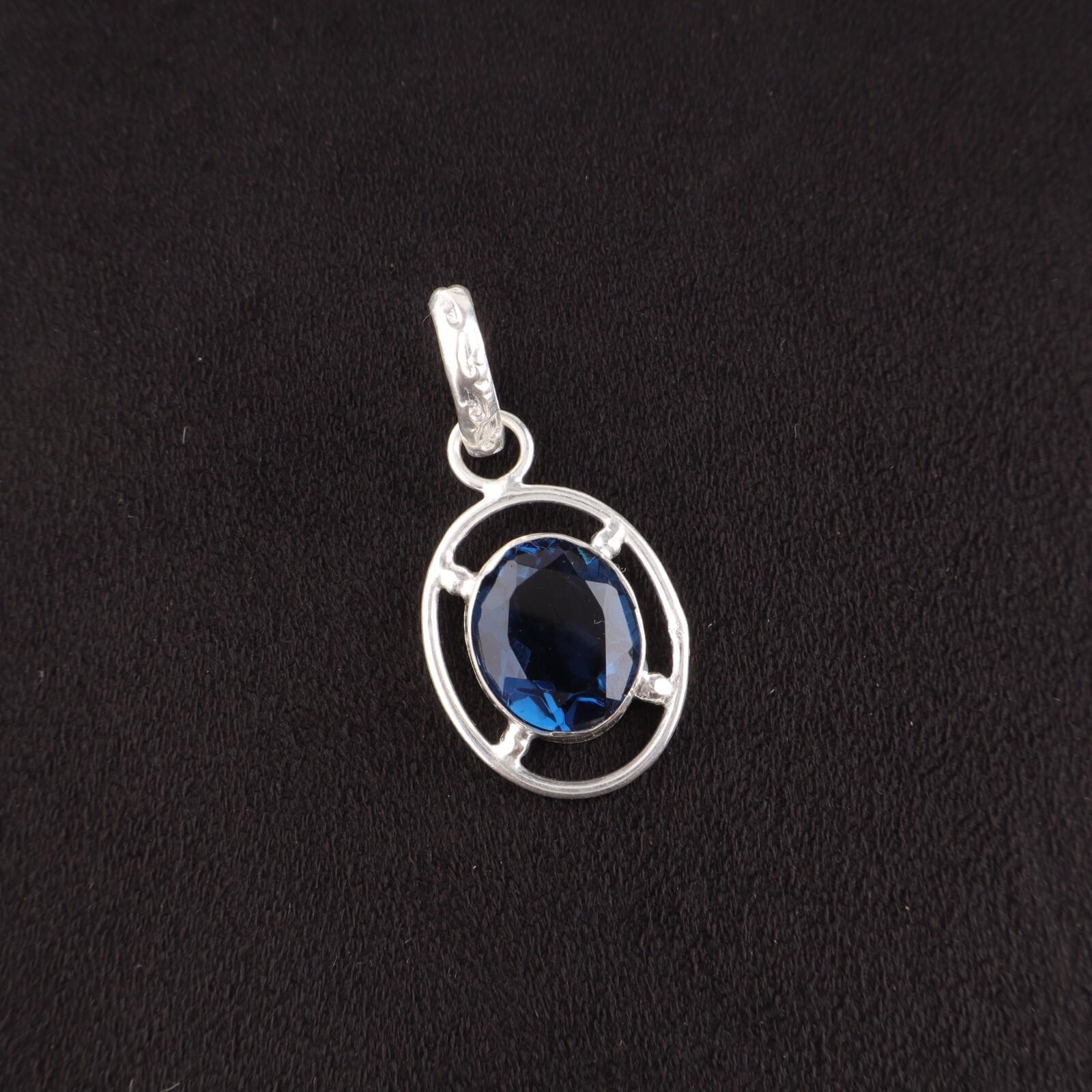 

Натуральный лондонский голубой топаз драгоценный камень 925 стерлинговое серебро ювелирные изделия ручной работы кулон PP-6-7