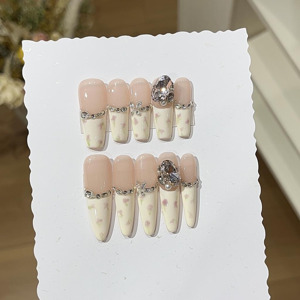 Peach Blossom Lace Spring and Summer Atmosphere French Pastoral Style Hand-painted Cream Flower Pile Drill Wear Armor