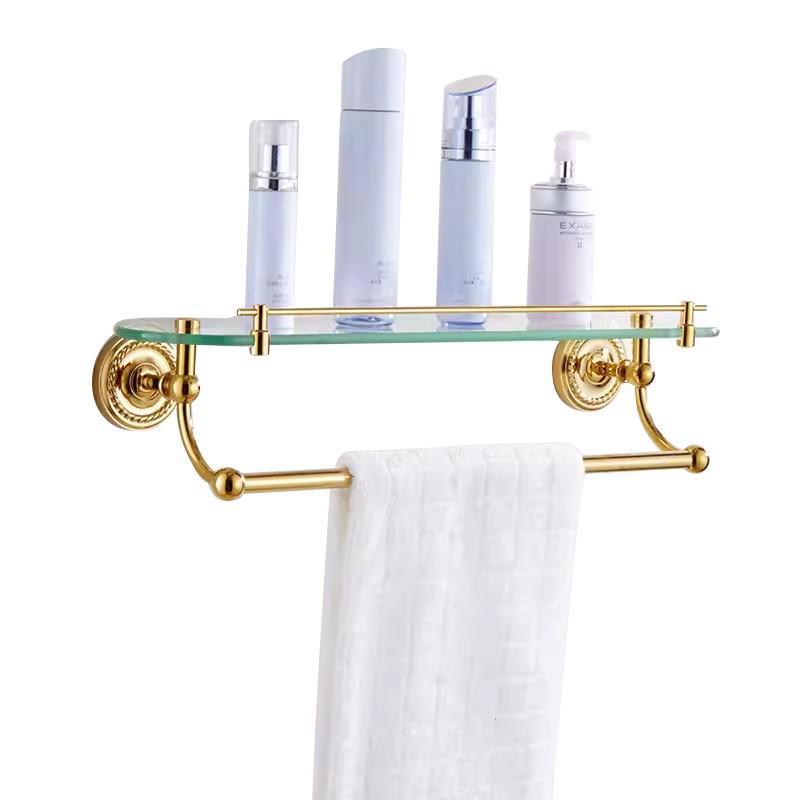 Europäisches Gold Ganzkupfer Badezimmer Handtuchhalter & Zubehörset