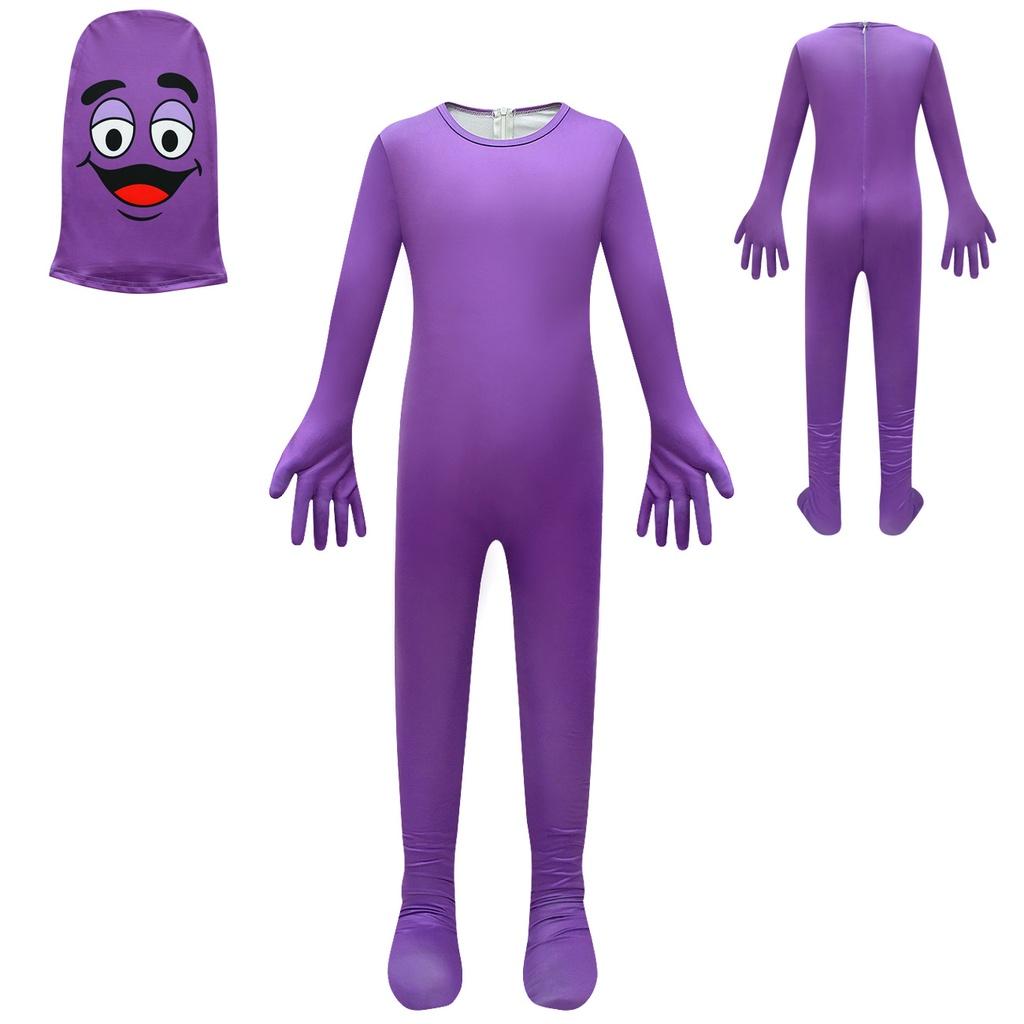 McDonald's Spookgezicht Onesie Paars Cartoon Kostuum Voor Kinderen