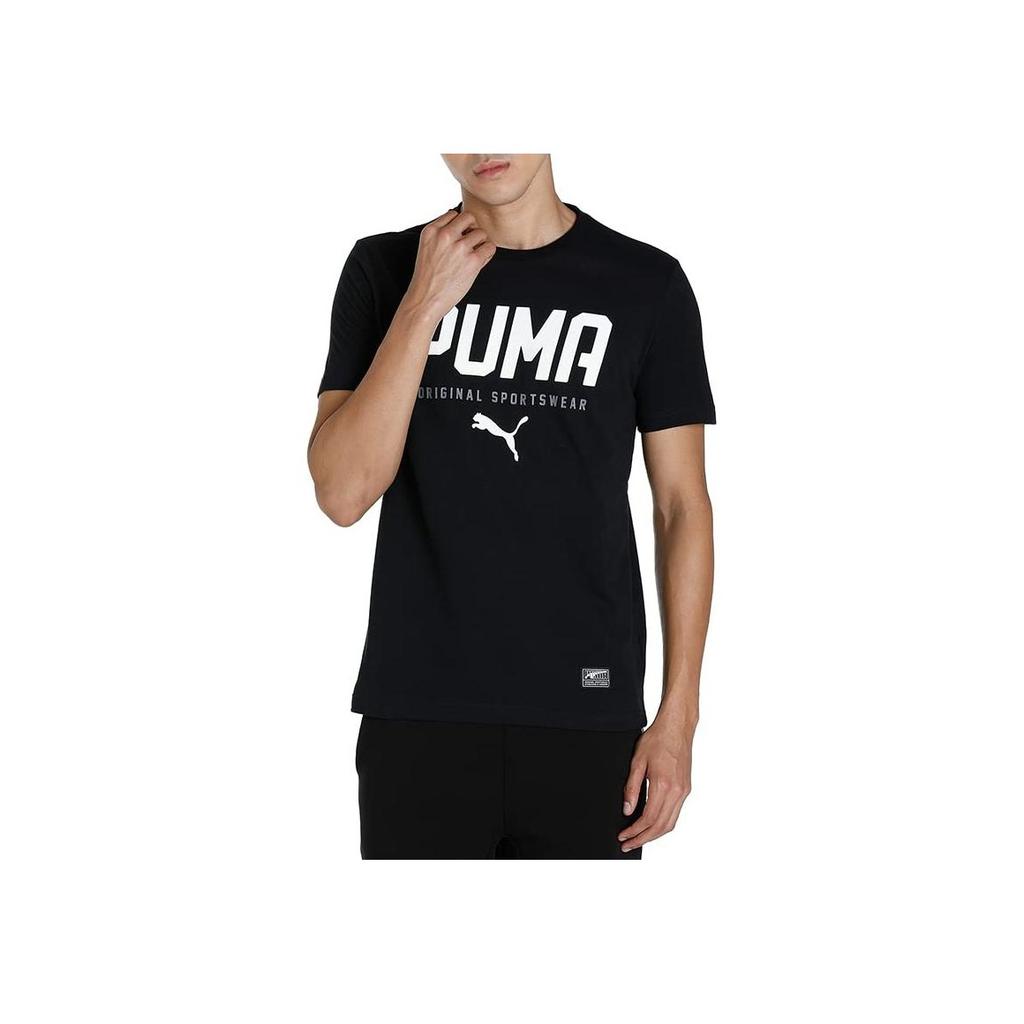 Puma Bedrucktes Rundhals Kurzarm T-Shirt Herren Tops Schwarz 593029-01