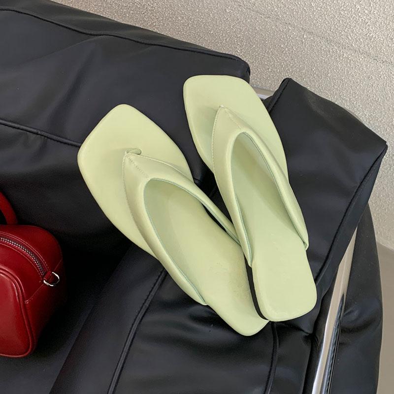 Fashion Summer Beach Flip flops Women Flats Slides Slippers Shoes Female Footwear Fashion Square Toe Ladies Flats Slippers Sandals Shoes