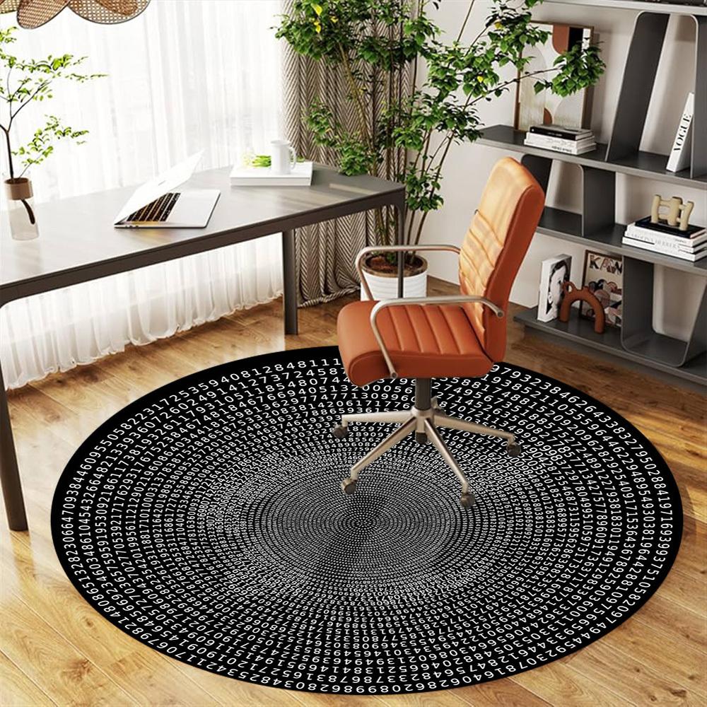 1pc Pi Numbers Pattern Office Round Rugs, Under Chair Round Rugs for Living Room, Bedroom, Bathroom Decoration Carpet 091808