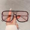 Vintage Big Frame One Piece Square Sunglasses Women For Men Luxury Brand Designer Sun Glasses Punk Popular Oversized Pink Shades