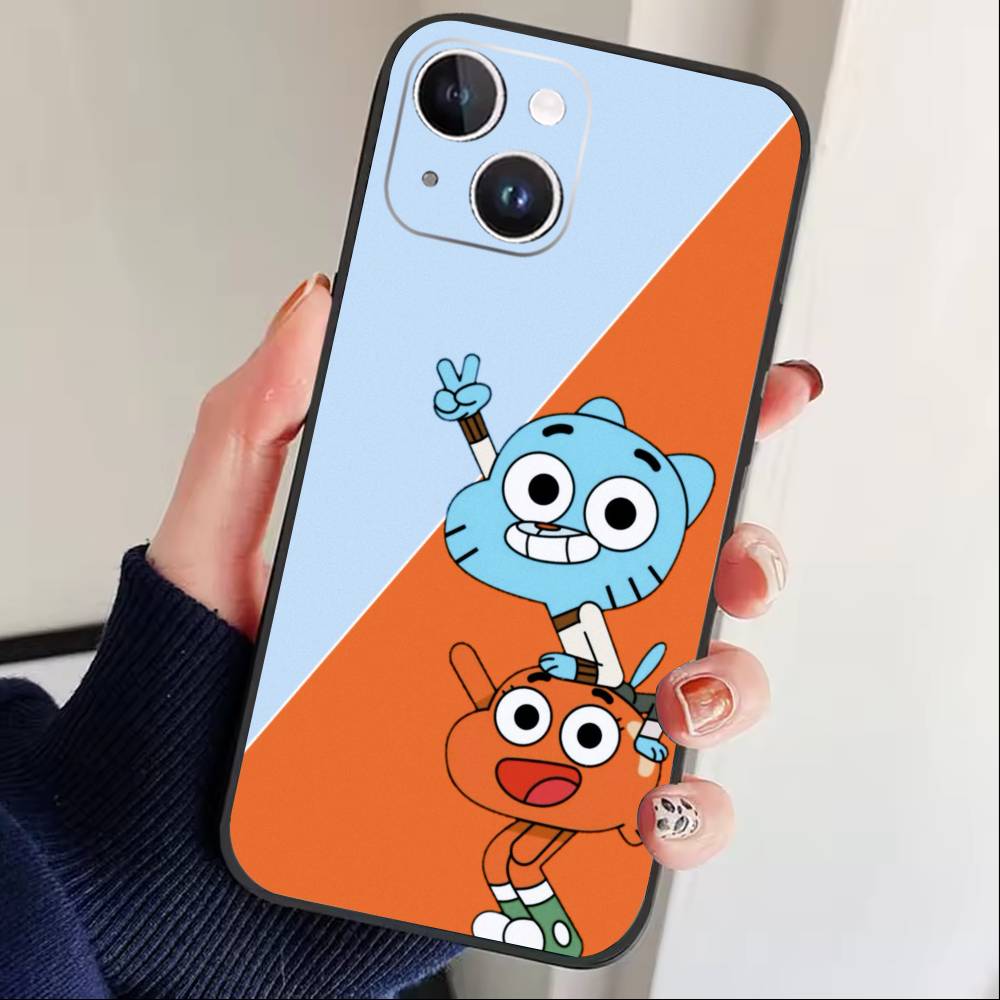 D-Gumball and Darwin Phone Case For iPhone 17 16 15 14 13 12 Max Plus Silicone Black Cover