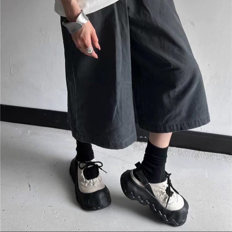 2025 Spring New Big Head Bread Shoes Women's Dark Apricot Wave Platform Fashion Casual Smile Single Shoes