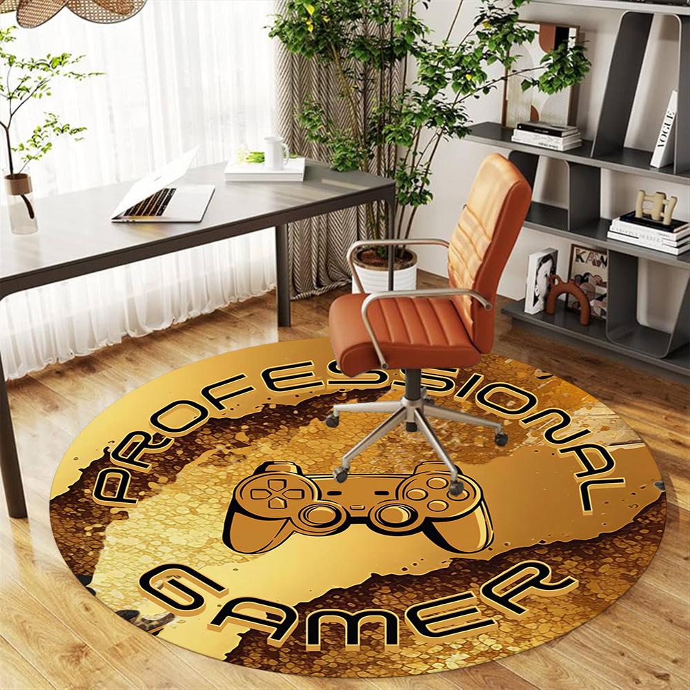 1pc Professional Gamer Round Chair mat Area Rug - Non-Slip, Floor Mat for Office, Bedroom, and Indoor Decor c1118141