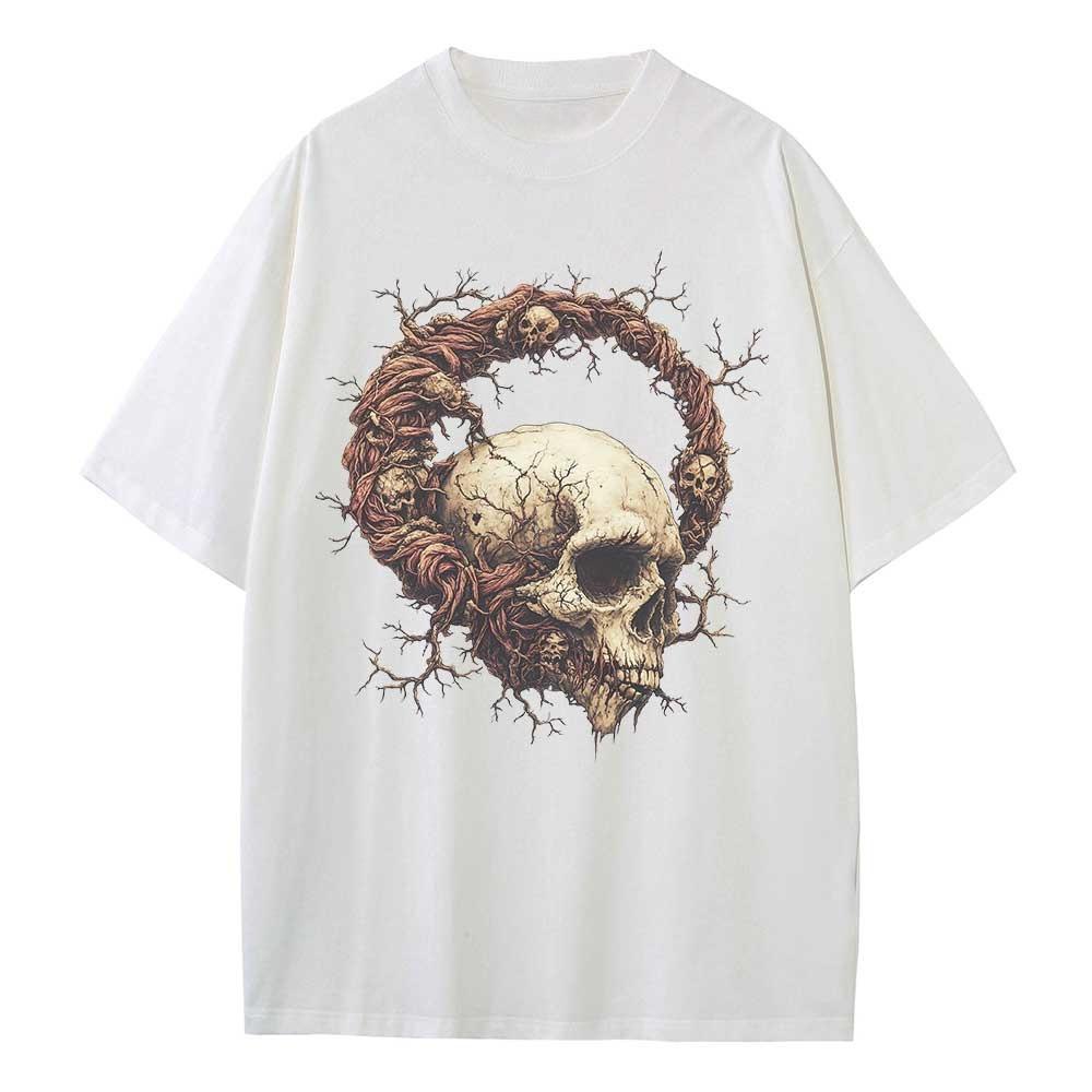 Spring and Summer New Cotton Loose T-shirt Halloween Zombie Vein Style Graphic T-shirt Retro Unisex Top T-shirt