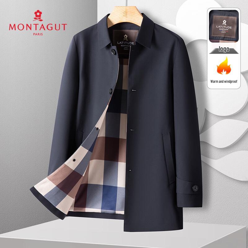 MONTAGUT Men's Stylish Mid-length Windproof Trench Coat