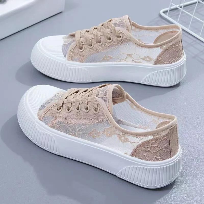 Summer Cleanly Little White Shoes Women New Lace Breathable Dress Fashion Casual Sports Board Shoes Sneakers Women Zapatos Mujer