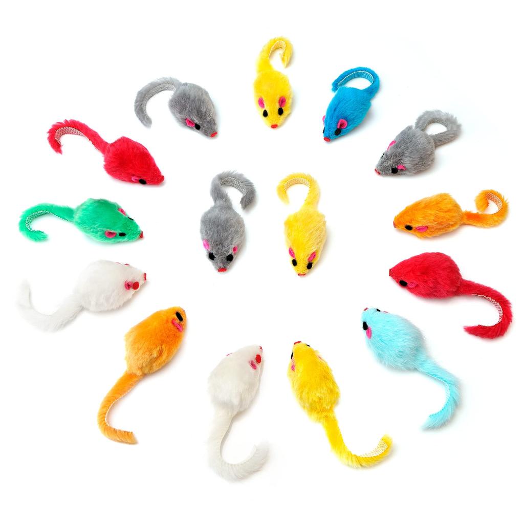 Chiwava 10cm Fluffy Cat Wobble Mouse Interactive Multicolored 36-Piece Toys, Toys, Toys,