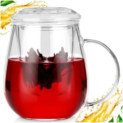 Mug with Infuser and Lid. Glass Infuser for Herbal Tea 400