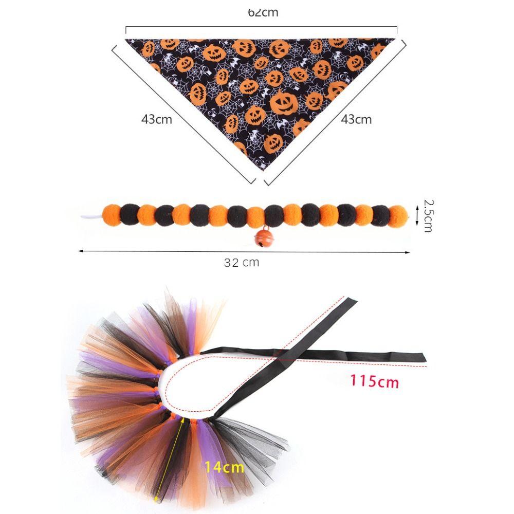 New Halloween Cat Collars Kawaii Elastic Pet Headwear Cute Pumpkin Dog Necklace