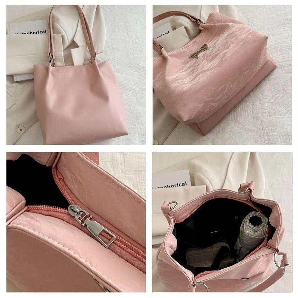 Solid Color Sweet Shoulder Bag Korean Style Luxury Handbag Fashion Underarm Tote Bag  Party