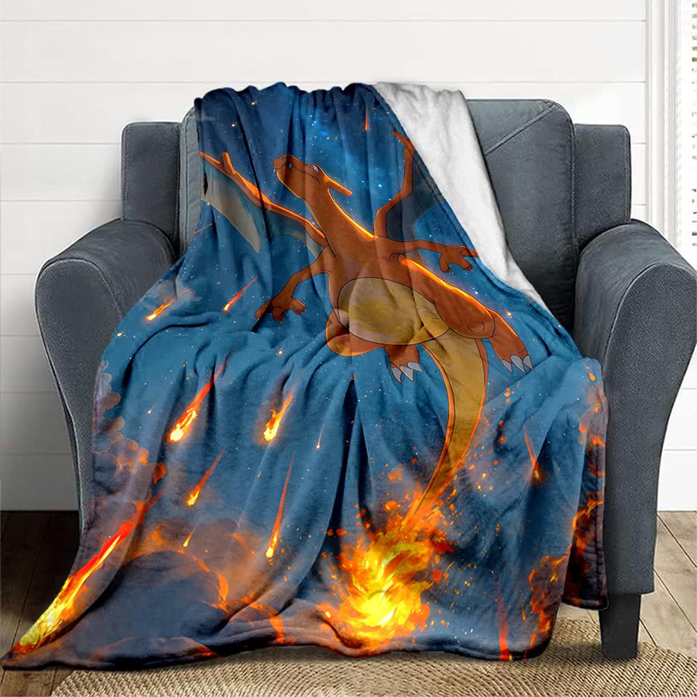 1pc Charizard Blanket Lightweight Flannel Blanket Throw Blanket For Sofa, Bed, Travel, Camping, Livingroom, Office, Couch
