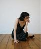 GREENBUTTER Dot Lace Slip Dress (Black)