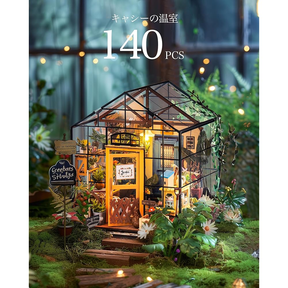 Rolife Miniature Dollhouse Kit Flower Shop with LED Lights DIY Model Toy for Kids and Adults