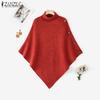 ZANZEA Autumn Women Turtleneck Long Sleeve Irregular Casual Knitted Cloak Sweaters Jumpers