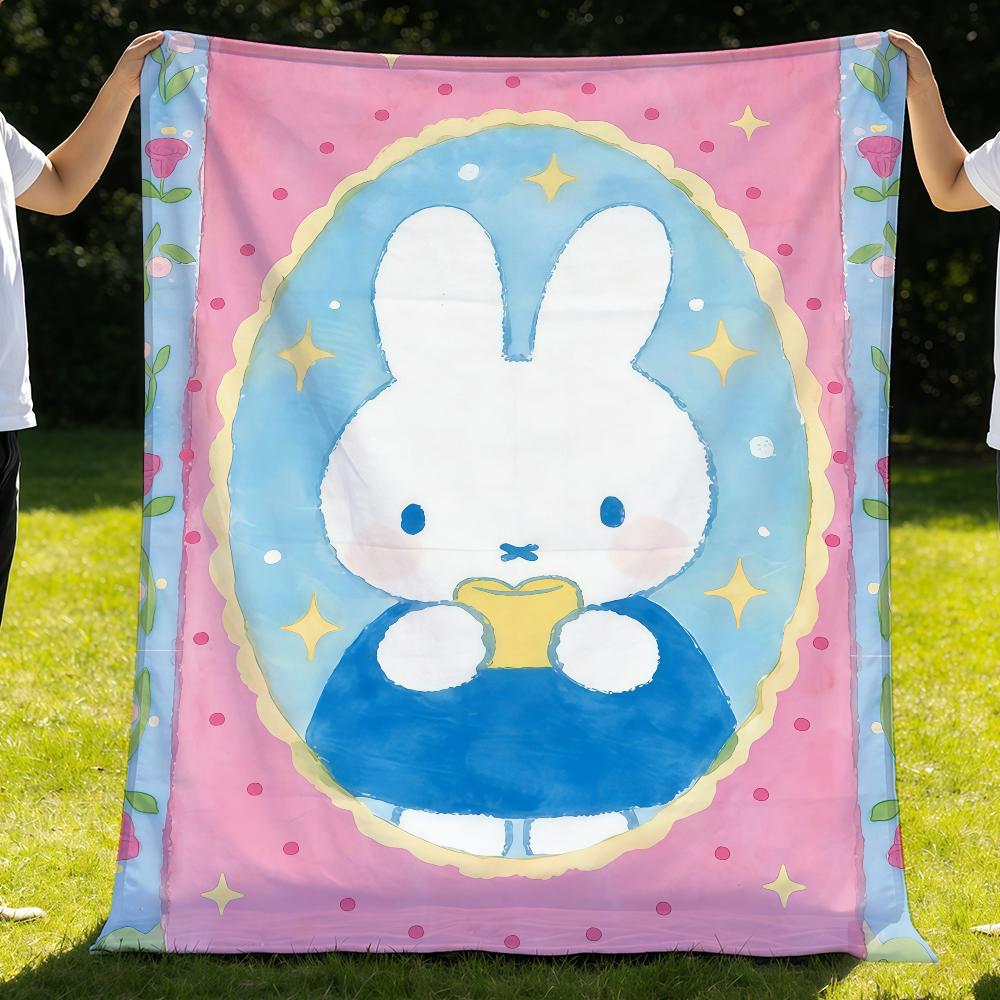 Cute Cartoon M-MiffyS-ES Rabbit Blanket Throw Super Cosy Plush Living Room Sofa Couch Childish Birthday Gifts