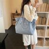 Japanese solid color nylon shoulder bag new large-capacity casual tote bag versatile foreign style student make-up bag