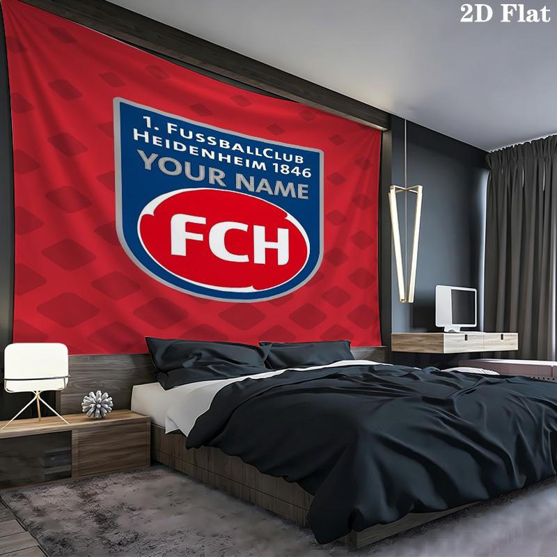 Fc Heidenheim Crest Custom Name Wall Tapestry Aesthetic Wall Hanging Printed Fabric Blanket Decorative Tapestries For Bedroom Living Room Home Decor