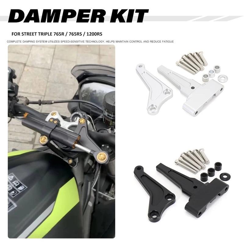 Carbon Steering Damper Stabilizer Motorcycle Directional Dampers Mount Bracket Support Kit For Street Triple 765R 765RS 1200RS