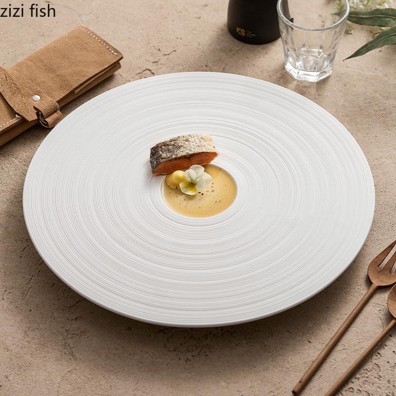 White Ceramic Flat Plate Three Legged Dining Plates Sushi Plates Pasta Dish Dessert Bowl Sashimi Plate Fruit Dish Dim Sum Dish