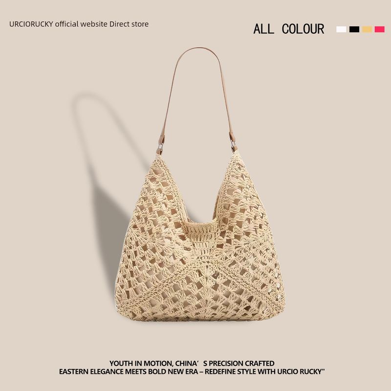 

Urcio Rucky Brand Straw Woven Bag Women s 2025 New Arrival Large Capacity Versatile Summer Vacation Tote Bag Creamy-white [same store]]
