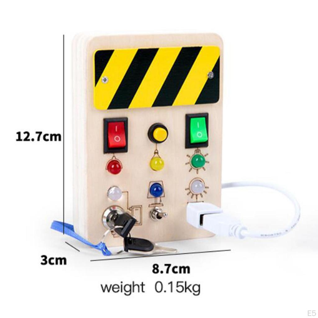 Switch Board Electronic Educational Toy Wooden Sensory Toys with Buttons Busy Led