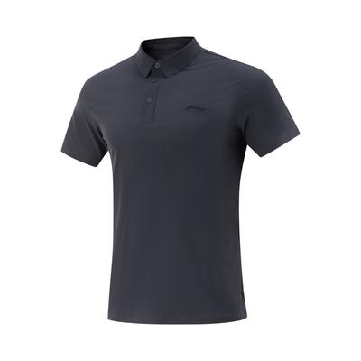 Li Ning Fitness Series Solid Color Soft Comfortable Breathable Versatile Casual Short Sleeve Polo Shirt Men Tops Deep-Shadow-Blue APLV283-1