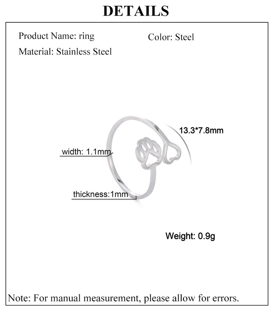 Cazador Adjustable Hollow Cute Dog Cat Paw Stainless Steel Ring Love Heart Women's Ring Jewelry Birthday Party Gifts 2026 Trend