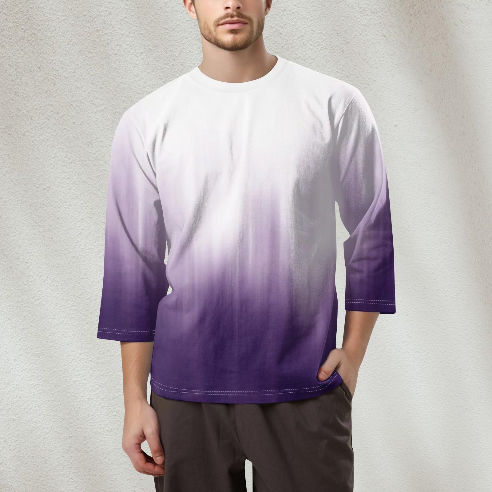 

Мужская модная футболка с круглым вырезом и рукавом 3/4 XXXL белый