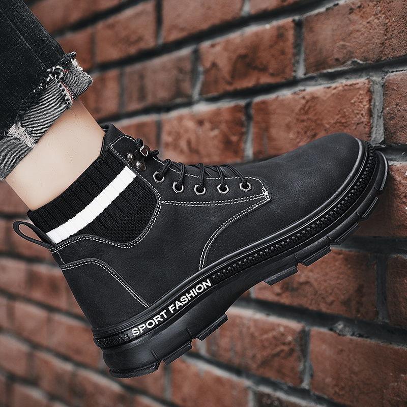 2024 New  Boots Men's High-Top Trendy All-Match Casual Work walking Shoe British Middle Top Boot Trendy Men's Shoess56