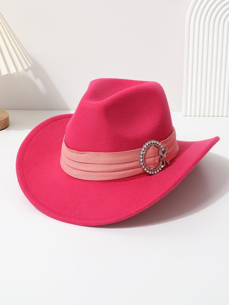 European, American and Western Cowboy Hat Tibetan Cowboy Hat Ribbon Rhinestone Jazz Hat Felt Hat
