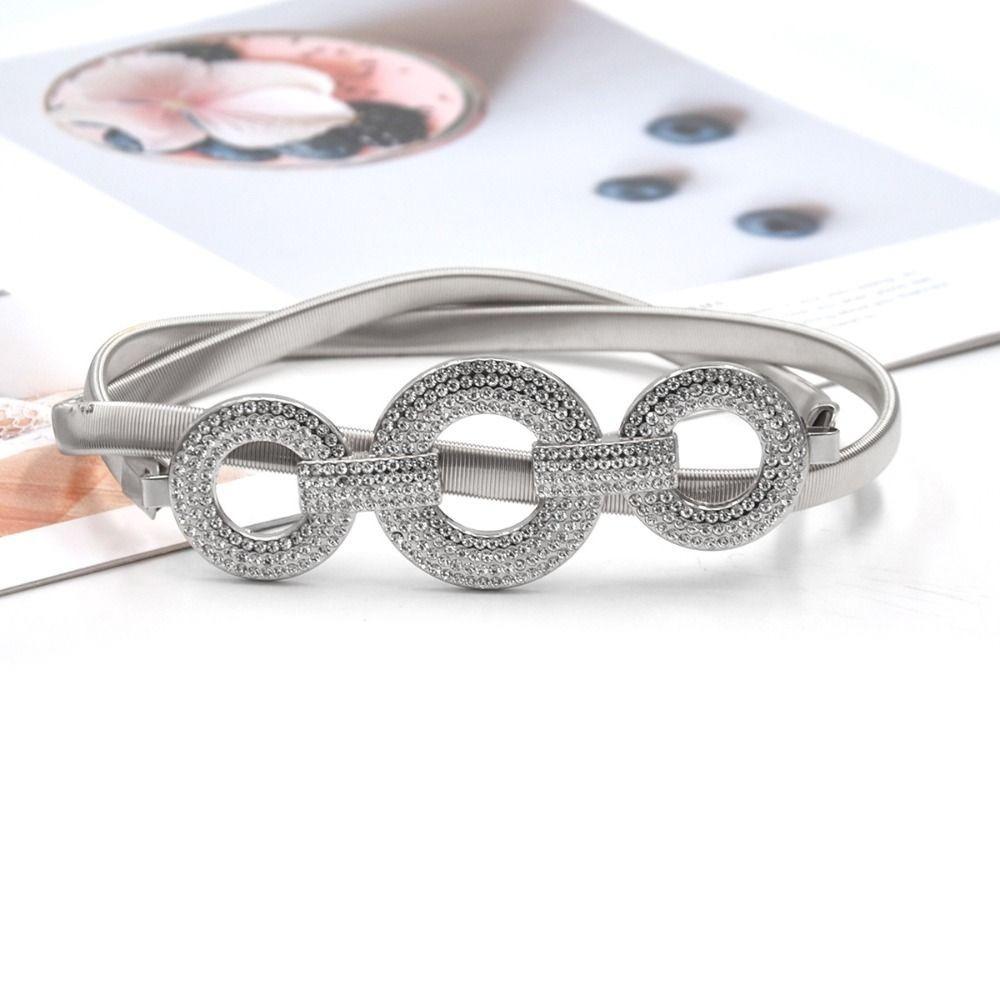 Rhineston Designer Chain Belt Elastic Stretch Waistband Fashion Women Belts  Dress Decoration
