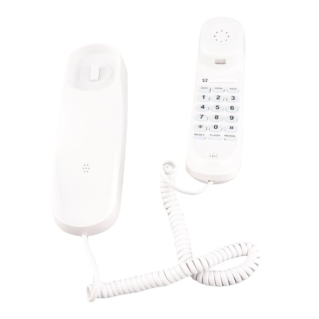 Corded Phone Support Pause Last Number Redial Wall Mountable Landline Telephone with Lighted Keys for Home Office White